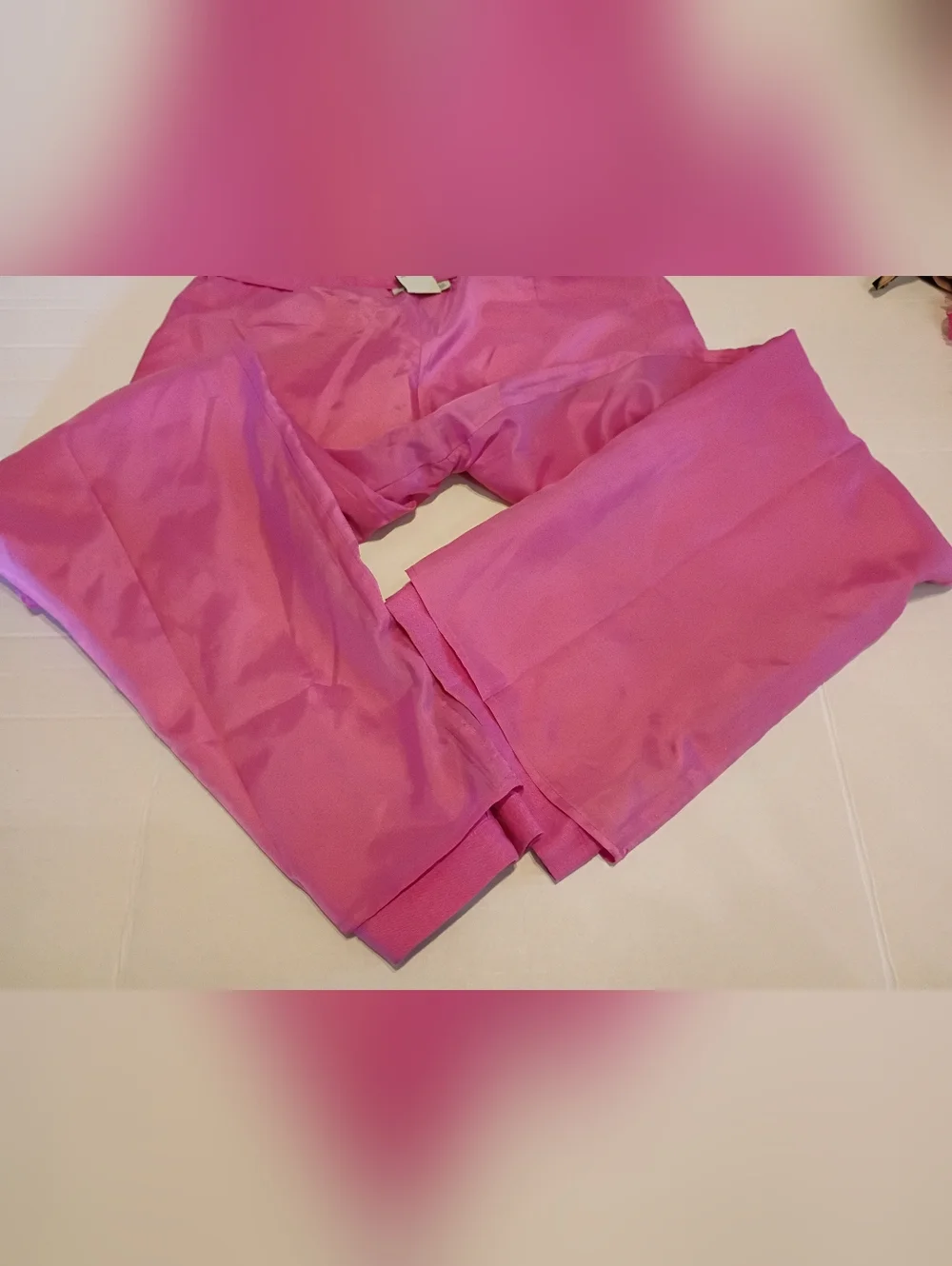 Laura Leigh‎ Women's Wide-Leg 100% Lined Linen Bright Pink Pants Sz 10